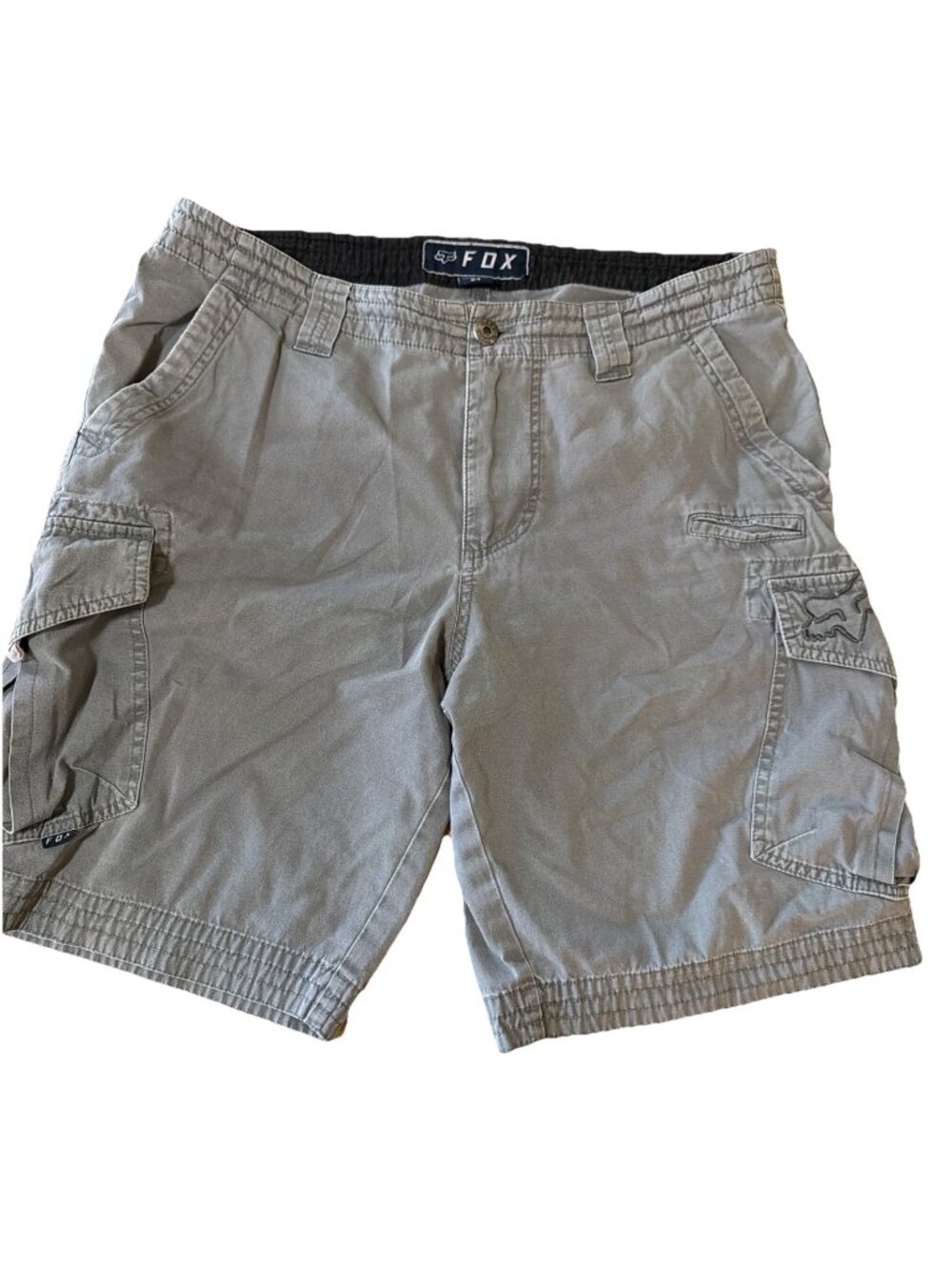 ✨Vintage Y2K Fox Racing Shorts Moto Cargo Outdoor Casual Gray Green Mens 34